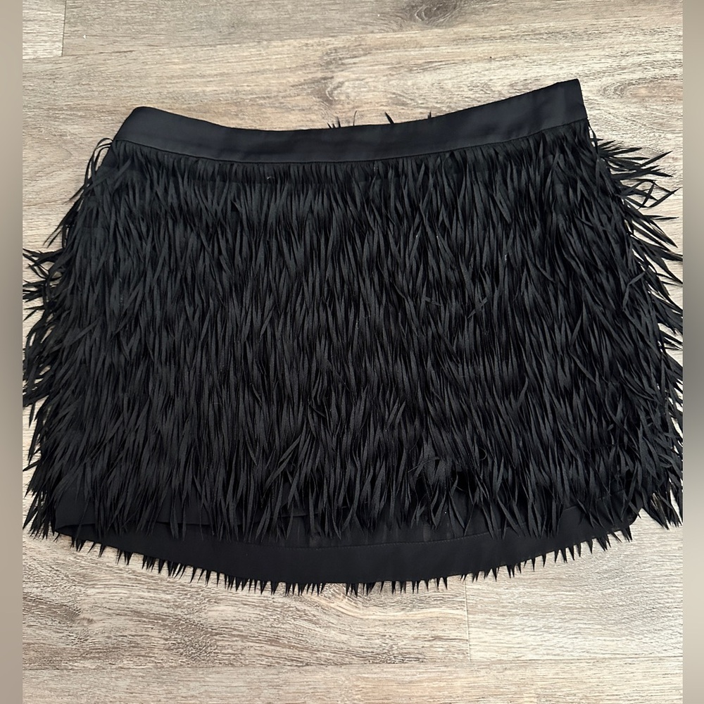 NWT fringe black mini skirt sz M